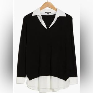 Women’s Twofer Sweater (black sweater with white collar)